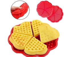 *** Hartjes Vorm Wafelmaker - Wafelmal - Cake-Wafelijzer-5 Wafels - Rood - van Heble® ***