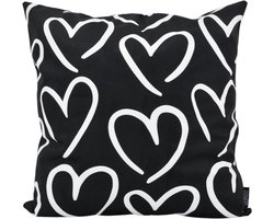 Hartjes Zwart Kussenhoes | 45 x 45 cm | Katoen/Polyester