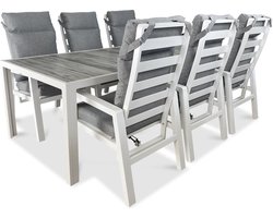 Hartman - 7-delige tuinset - Comino tuintafel 220cm - Como Dining verstelbare tuinstoelen - Wit