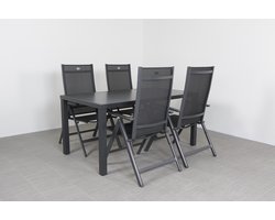 Hartman Aruba/Alma 4-persoons verstelbare tuinset 160x90 cm. - Antraciet