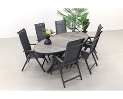 Hartman Milaan/Silva houtlook 240x115 cm. ovale tuinset - 7-delig