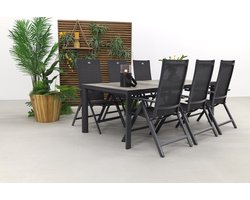 Hartman Napoli/Kings verstelbare tuinset antraciet - 220x100 cm. - Keramiek tafelblad