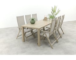 Hartman Napoli/Lena dining tuinset verstelbaar voor 6 personen 210x90 cm. - Latte