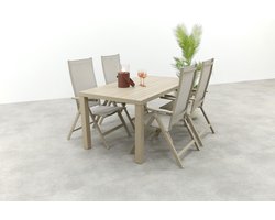 Hartman Napoli/Lena dining tuinset voor 4 personen 160x90 cm. - Latte