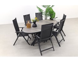 Hartman Napoli/Silva houtlook 240x115 cm. ovale tuinset - verstelbaar - 7-delig