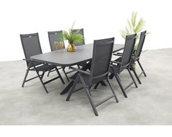 Hartman Napoli/Soreno deens ovale verstelbare tuinset 240x110 cm. - Licht grijs