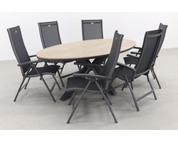 Hartman Salvatore/GI Edison 6-persoons ovale verstelbare tuinset 220x115 cm.