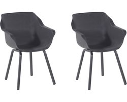 Hartman Sophie armchair tuinstoel met armleuning - Donkergrijs - set van 2 - donkergrijs element onderstel