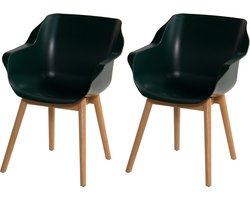 Hartman Sophie armchair tuinstoel met armleuning - Donkergroen - set van 2 - teak onderstel