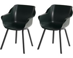 Hartman Sophie armchair tuinstoel met armleuning - Donkergroen - set van 2 - zwart element onderstel