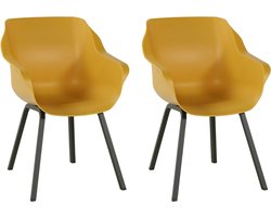 Hartman Sophie armchair tuinstoel met armleuning - Geel - set van 2 - zwart element onderstel