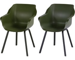 Hartman Sophie armchair tuinstoel met armleuning - Groen - set van 2 - zwart element onderstel