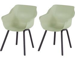 Hartman Sophie armchair tuinstoel met armleuning - Mint groen - set van 2 - zwart element onderstel