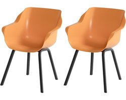 Hartman Sophie armchair tuinstoel met armleuning - Oranje - set van 2 - zwart element onderstel