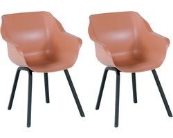 Hartman Sophie armchair tuinstoel met armleuning - Zalm roze - set van 2 - zwart element onderstel