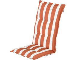 hartman tuinkussen - Roma streep rust - rood/wit streep - hoge rug - 123x50x8cm