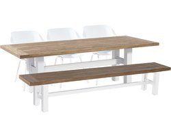 Hartman tuinset - Yasmani wit tuintafel + bank 240 cm. + Sophie element wit