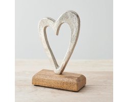 Hartornament/ decoratie op blok, 16 cm