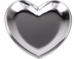 Hartvormig roestvrijstalen dienblad, theeblad, fruitschaal, organizer voor cosmetica en sieraden (zilver)