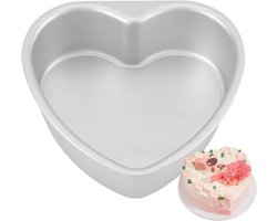 Hartvormige Bakvorm - Taartvorm Muffin - Desserts Bakken - Naadloos Ontwerp - 8 Inch - Zilverkleurig