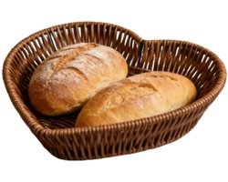 Hartvormige broodmand, handgeweven rotan opbergmand, geschikt voor het bewaren van fruit, groenten, cosmetica, etc. thuis of in een restaurant (2-pack - klein formaat)