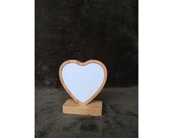Hartvormige Fotolijst – Gepersonaliseerde Liefdes Cadeau met Foto of Tekst – Houten Standaard - Uniek Decoratief Cadeau voor Valentijnsdag of Jubileum