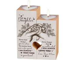 Hartvormige kandelaar - Theelichthouder decoratie - Romantische sfeer - Duurzaam houten materiaal - 12 x 9 x 45 cm