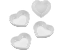 Hartvormige keramische sauskom, mini bijgerechten voor kruiden, porseleinen dipschalen voor sushi, set van 4 stuks