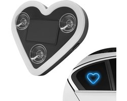 Hartvormige LED-sfeerverlichting voor in de auto, op zonne-energie werkende hartvormige lamp voor de C-stijl, sfeerverlichting met trillingssensor, driehoekige raamverlichting voor auto-interieurdecoratie (ijsblauw)