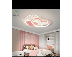 Hartvormige plafondlamp in kinderstijl met 5 lampen - roze 220V-240V 50 cm afstandsbediening traploos dimmen met afstandsbediening..