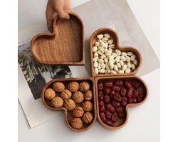Hartvormige schaal - Set van 4 - Hout - Bordenset - Snackschaal/Gedroogd fruitschaal/Fruitschaal/Notenschaal/Snoepschaal/Sieradendoos/Tafeldecoratie