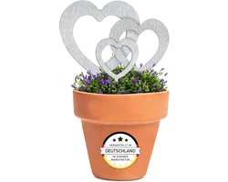 Hartvormige Stekers - Tuindecoratie Set - Graf Decoratie - Roestvrij Staal - 3 Maten - Zilver