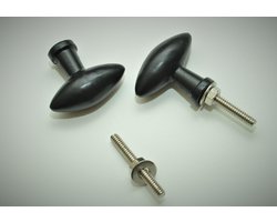 Harvey's Home, Kastknopjes, set van 2, Zwart gietijzer, Ovaal, Breed 3,5 cm, komt 3,5 cm naar voren.