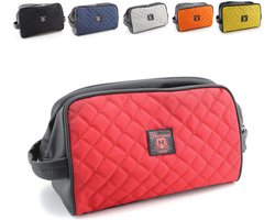 Haryali London Waterbestendige lederen toilettas voor mannen Grote reiswaszak Scheren Dopp Kit Badkamer Gym Toiletartikelen Make-up organizer (rood)