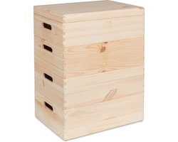 HAUDT® combinatie - 1x kist KIM Midi met klepdeksel 40 x 30 x 13 cm - 3x stapelkist KIM Midi 40 x 30 x 13 cm - naturel - kisten - opslag