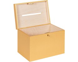 HAUDT® Enveloppenkist met slot BAS Goud - 29 x 20 x 21 cm - houten kist met slot - incl. koperen sleutel - Gouden metallic opbergkist