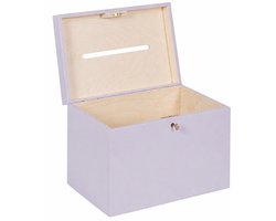 HAUDT® Enveloppenkist met slot BAS Lavendel - 29 x 20 x 21 cm - houten kist met slot - incl. koperen sleutel - zacht paarse opbergkist