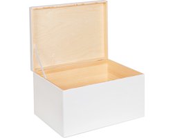 HAUDT® Houten cadeau kist EVA Maxi wit - 40 x 30 x 23 cm - opbergkist - kerstpakket kist