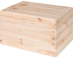 HAUDT® Houten cadeau kist KIM MAXI met klepdeksel - 39,5 x 29,5 x 23 cm - opbergkist zonder handvatten - volledig gesloten