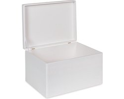 HAUDT® Houten cadeau kist wit KIM MAXI met klepdeksel - 39,5 x 29,5 x 23 cm - opbergkist zonder handvatten