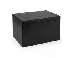 HAUDT® Houten cadeau kist zwart KIM MAXI met klepdeksel - 39,5 x 29,5 x 23 cm - opbergkist zonder handvatten - volledig gesloten