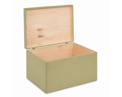 HAUDT® Houten kist KIM MAXI Pistache met klepdeksel - 39,5 x 29,5 x 23 cm - opbergkist zonder handvatten - volledig gesloten