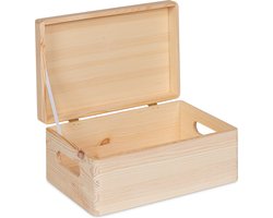HAUDT® Houten kist KIM mini mét klepdeksel - 29,5 x 19,5 x 13 cm - houten opberger - houten kistje