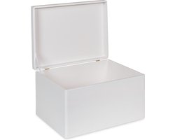 HAUDT® Houten kist wit KIM MAXI met klepdeksel - 39,5 x 29,5 x 23 cm - volledig gesloten - opbergkist