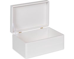 HAUDT® Houten kist wit KIM mini mét klepdeksel - 30 x 20 x 13 cm - houten cadeau kist