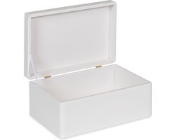 HAUDT® Houten kist wit KIM mini mét klepdeksel - 30 x 20 x 13 cm - houten cadeaukist