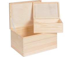 Haudt® Houten kisten set EVA naturel - 2 x kist -Mini en Maxi - opbergkist - cadeau kist