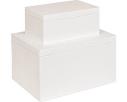 Haudt® houten kisten set EVA wit - 2 witte kistjes - MAXI en MINI- opbergkist - cadeau kist