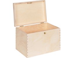 HAUDT® Houten kistje BAS met slot - naturel - koperen sleutel - kist - opbergkist