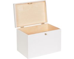 HAUDT® Houten kistje BAS met slot - wit - koperen sleutel - kist - opbergkist